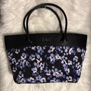 Kate Spade Black and Blue Floral Tote